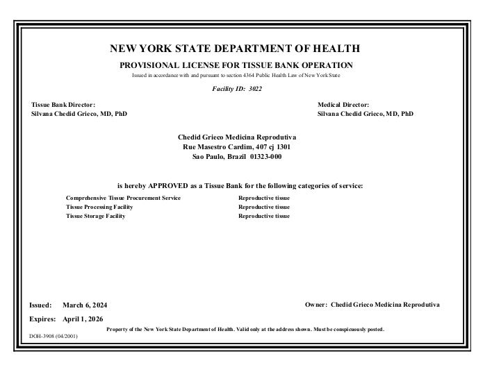 NY Tissue Bank License