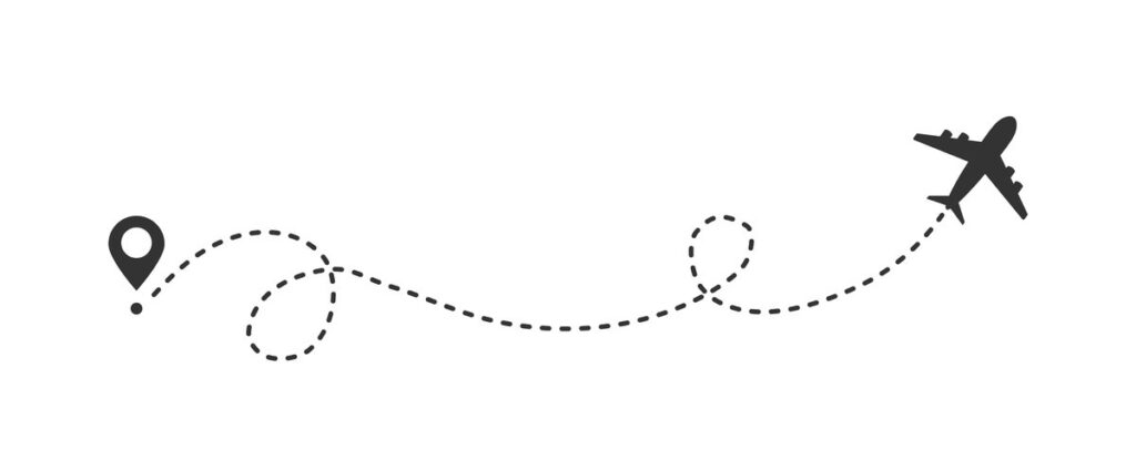 Airplane line path route travel vector concept